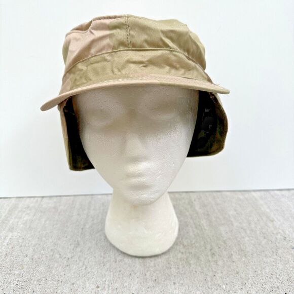 US Military Camouflage Pattern Cap 7 1/8 Desert Class 2 3-Color Ear Flap Equa - Picture 3 of 10